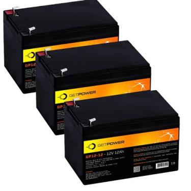 Imagem de Kit 3 Un Baterias Seladas 12V 12ah GetPower - Vrla (AGM) - GET POWER