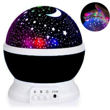 Imagem de Luminaria Abajur Globo Luz Quarto Projeçao Giratorio Festa PRETO - BC 