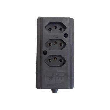 Imagem de Régua Tomada Em Barra Tripla Preta 10a/20a Para Extensão - INTERNEED