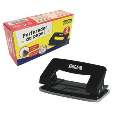 Imagem de Perfurador Furador de Papel com 2 Furos até 12 folhas Preto - Gatte