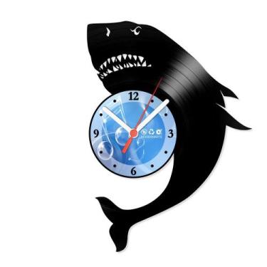 Imagem de Relógio De Parede Disco Vinil Animais - Tubarão - VAN-090 - Modernarte