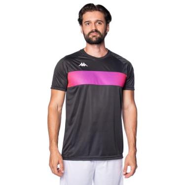 Imagem de Camiseta Masculina Kappa Future Listra Preto/Rosa, Preto, Rosa, 3G