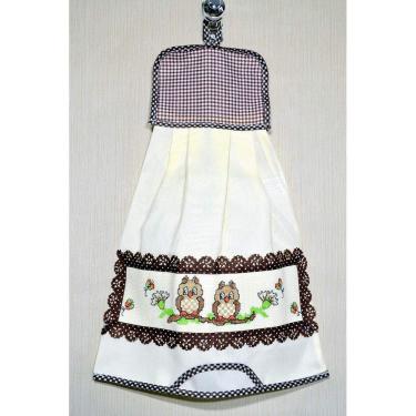 Imagem de Puxa Saco Palha Bordado - Corujinhas