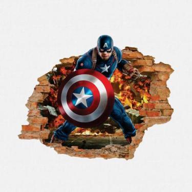 Imagem de Adesivo Buraco na Parede Recortado Herói Capitão América 2 PPDAD0013 -