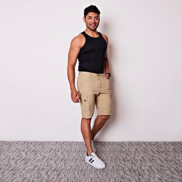 Imagem de Bermuda Masculina Cargo em Sarja - I.Con, Bege, 44
