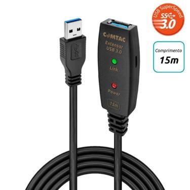 Imagem de Cabo Extensor USB 3.0 AM/AF com Amplificador de Sinal - 15m - 5 Gbps - Plug e Play - Comtac 28129375