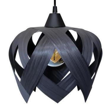 Imagem de Luminaria Pendente Madeira Sala Mesa Bancada Lúpulo P Preto - Caroá, B