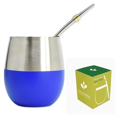 Imagem de Novomates [NOVO] Conjunto Mate Cup and Bombilla - Mate Gourd - Inclui xícara de chá de erva mate de aço inoxidável de parede dupla com canudo Stanley Steel Mate - xícara de chá Bombilla Mate e Mate