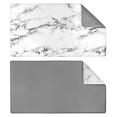 Imagem de (80cm x 44cm , Marble) - OPUX Anti Fatigue Comfort Floor Mat Standing Mat for Kitchen Home Office Desk Reversible Decorative Ergonomically Engineered Rug Non-Slip Waterproof Thick Easy Clean Marble/Grey, 80cm x 44cm