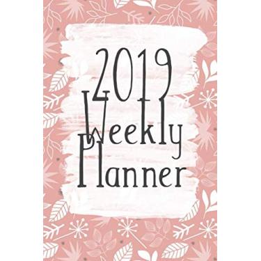 Imagem de 2019 Weekly Planner: Beautiful Shilo Pink Background With Leaves Pattern, 1 January - 31 December 2019 Piority and To-Do List