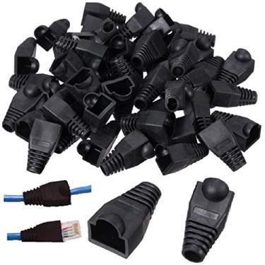Imagem de 100 peças RJ45 botas de alívio de tensão conector de rede Ethernet capa de plástico macio CAT6 CAT5 CAT5E CAT6a (preto)