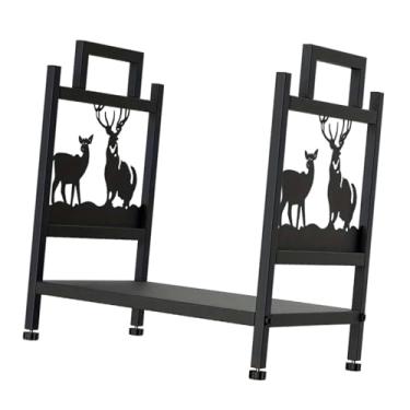 Imagem de WeiLaiKeQi Suporte para lenha ao ar livre, organizador de pilha de madeira Iron Art, suporte para toras resistente para áreas internas e externas, armazenamento