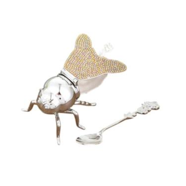 Imagem de IEUDNS Pote de armazenamento em forma de abelha, pote de mel com colher, pote moderno de condimentos de açúcar para apartamento, fazenda, café, cozinha e, CafÉ