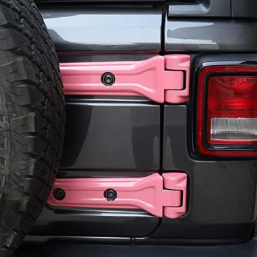 Imagem de CheroCar Para Jeep JL Tampa de dobradiça de porta traseira Suporte de pneu sobressalente Porta Traseira Guarnição Exterior Acessórios para eep Wrangler JL JLU 2018-2022 UP Sport X Sahara Rubicon