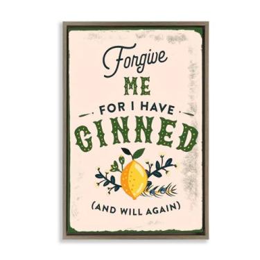 Imagem de Stupell Industries Forgive Me For I Have Ginned Framed Floater Canvas Wall Art Design by The Whiskey Ginger, moldura flutuante marrom, 53 x 78 cm