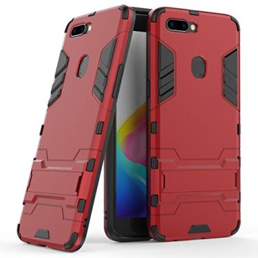 Imagem de MaiJin Capa para Oppo R11S Plus (15.3 cm) 2 em 1 à prova de choque com recurso de suporte, capa protetora híbrida de camada dupla Armor Defender (vermelha)