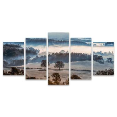 Imagem de Quadro Mosaico Decorativo Neve Árvores Campo Paisagem Sala Quarto - De