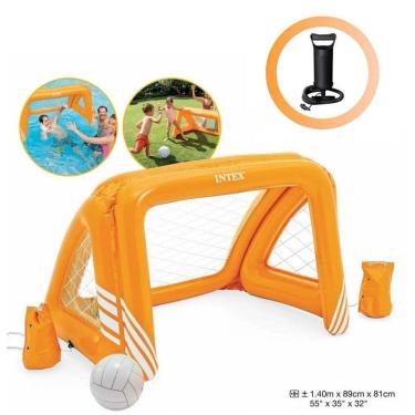 Imagem de Trave Inflável Flutuante Polo Aquático Piscina Futebol Bomba
