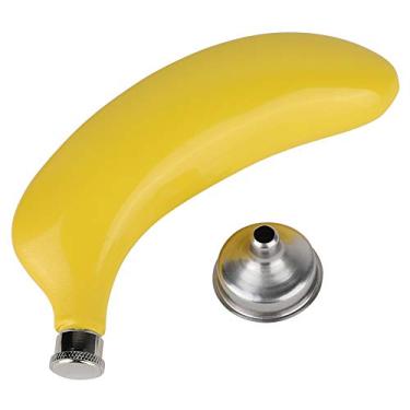 Imagem de Cantil para bebidas com funil, garrafa de uísque de bolso de 140 ml, frascos de quadril portáteis em forma de banana, interior de aço inoxidável, à prova de vazamento, tiro discreto, bebendo álcool, uísque, rum, vodka, presente para homens, amante de uísque