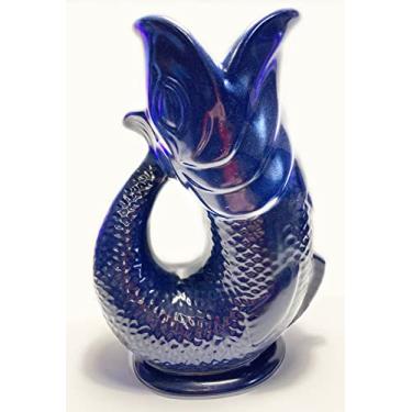 Imagem de NOVIIML s Cobalt Blue Porcelain Gurgle Fish Shaped Water Jug 50 ounces/ 1.5 liter Capacity 10.5 Inches High