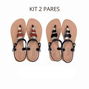 Imagem de Kit 2 Pares Sandalia Feminina Confortavel Ortopédica Terapia dos Pés, 