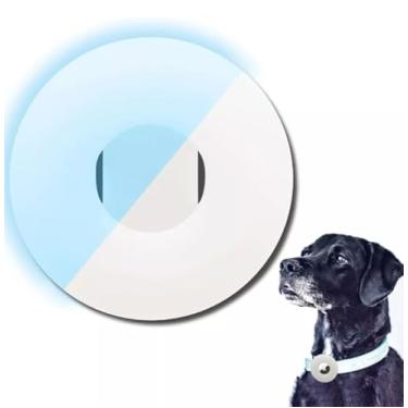 Imagem de Capa Airtag para coleira de cachorro Silicone Pet Collar compatível com Apple Airtags, Suporte de etiqueta de ar antiperda para acessórios de coleiras de cães de gato (BRANCO LUMINOUS)