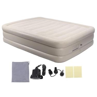 Imagem de Colchão de Ar Queen, Cama de Ar Com Capacidade de 661 Lb, Colchão Inflável Rasied de 19 pol. Com Saco de Armazenamento, Colchão Inflável Flocado Macio de PVC de Luxo, Colchão de