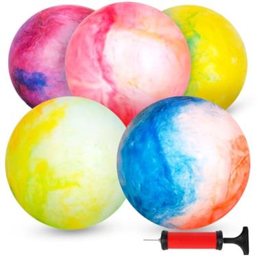 Imagem de 3 otters 5PCS Bouncing Sensory Balls with Pump, 12inch Marbleized Bouncy Balls Rubber Inflatable Kick Ball Game Ball Bouncing Sensory Balls for Kids