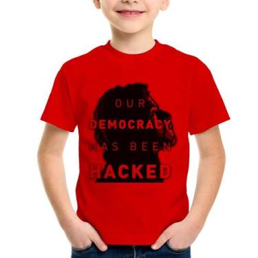 Imagem de Camiseta Infantil Our Democracy Has Been Hacked - Foca na Moda, Vermel