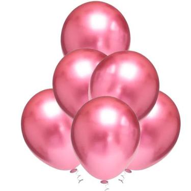 Imagem de 25 Bexigas Balão n5 Rosa Cromado cor mais viva - joy