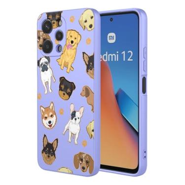 Imagem de KOARWVC Capa de telefone para Redmi 12, capa para Xiaomi Poco M6 Pro 5G, design de padrão de gato, fina, protetora, macia, amortecedora, para Xiaomi Redmi 12, cachorro roxo