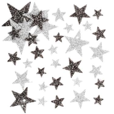 Imagem de TORC 64 peças de adesivos de estrela com glitter - strass prata sem costura apliques para chapéus, artesanato DIY, acessórios de moda feminina para jeans, camisas, jaquetas, adesivos de ferro (prata e