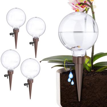 Imagem de NiHome Globos autoirrigáveis para plantas ocupadas e viajantes, gotejador consistente de umidade de longa duração para plantas internas e externas, válvula de fluxo ajustável fácil de reabastecer e