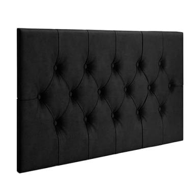 Imagem de Cabeceira Capitone Modulada Suspensa Embutida Parede Estofada Macia Suede Cama Box Casal Quarto 0.90 - Preto