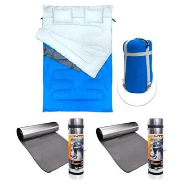 Imagem de Kit Saco Dormir Kuple Casal Com Travesseiros + 2x Isolante Reflex Térm