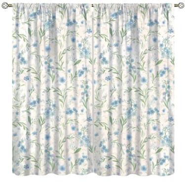 Imagem de Cortinas blecaute azul paisley floral fazenda país flores jacobeanas impressas com bolso para varão tratamentos de janela para sala de estar quarto berçário escola estilo 5 106,7 cm L x 114,3 cm C