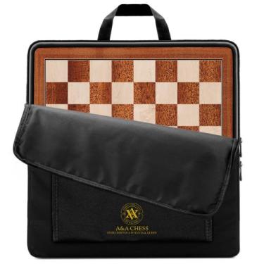 Imagem de Tabuleiro de xadrez A&A Professional de madeira de 54 cm com saco de a