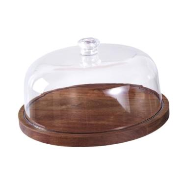 Imagem de YWJLQH Bandeja de exibição de bolo, prato de servir pão com tampa acrílica, suporte multiuso para cupcake, sobremesa, lanche, para hotel doméstico, Base Plana