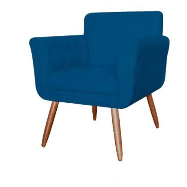 Imagem de Kit Com 2 Poltronas Cadeiras Isabella Estofadas Suede Azul Royal - INC