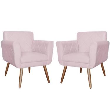 Imagem de Kit Com 2 Poltronas Cadeiras Isabella Estofadas Suede Rosa Bebe - INCA