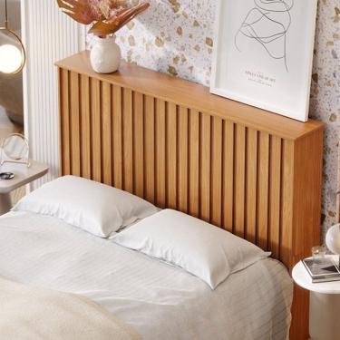 Imagem de Cabeceira Ripado Casal Detroit 1.60 Nature - Tebarrot Móveis