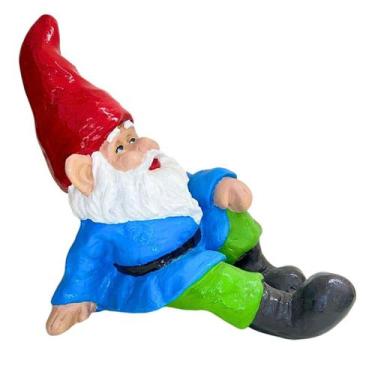 Imagem de Escultura De Jardim Gnomo Sentado Em Resina Anão - LZ Decorações, Verm