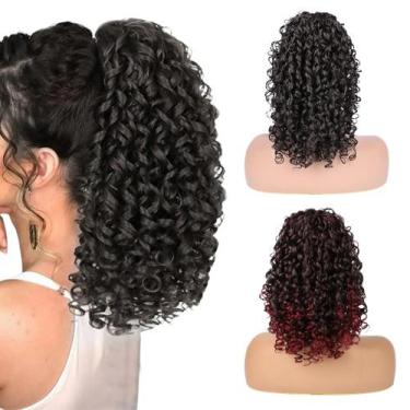 Imagem de Aplique Rabo De Cavalo Cacheado Curto 45cm Premium Preto - GM Hair, Pr
