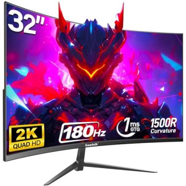 Imagem de Gawfolk Monitor Curvo De 32 Polegadas 144Hz/180Hz Monitor Para Jogos 1500R Qhd (2560X1440P) Tela De Monitor De Computador 2K Com Freesync, Displayport, Hdmi, Montável Em Parede
