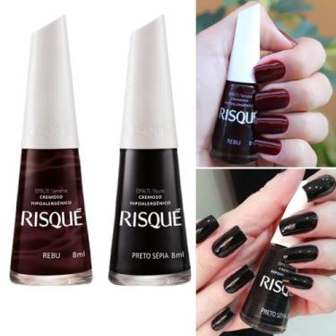 Imagem de Kit 5 Esmaltes Escuros Risque Vermelho Preto Marrom Rosa - Risqué, 2: 