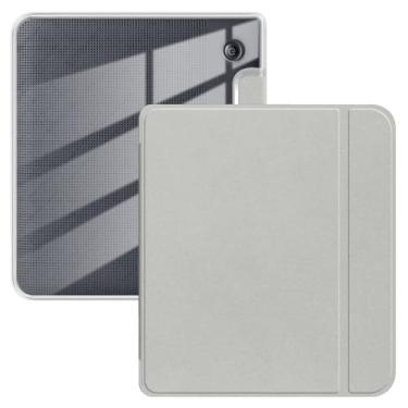 Imagem de Capa para 7 polegadas Kobo Libra Color lançado em 2024, capa traseira de TPU transparente ultra transparente macia e flexível com hibernar/despertar automático para Kobo Libra, cinza claro