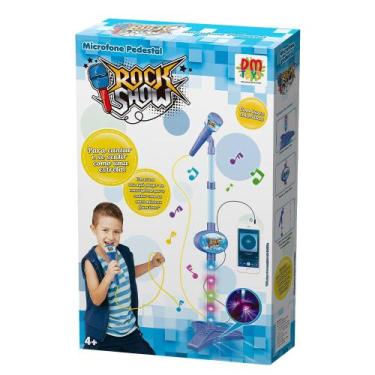 Imagem de Microfone Pedestal Infantil Rock Show com Luz e Som DMTOYS, Azul