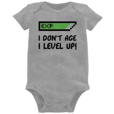 Imagem de Body Bebê I Don't Age, I Level Up - Foca na Moda, Cinza, M