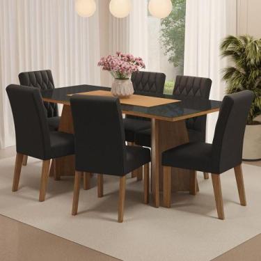 Imagem de Mesa de Jantar 6 Lugares Tampo de Vidro Marissa Madesa, Rustic/Preto/O