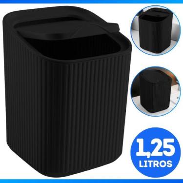 Imagem de Lixeira 1,25 Litros Pia Cozinha Tampa Bancada Banheiro Lavabo Moderno 